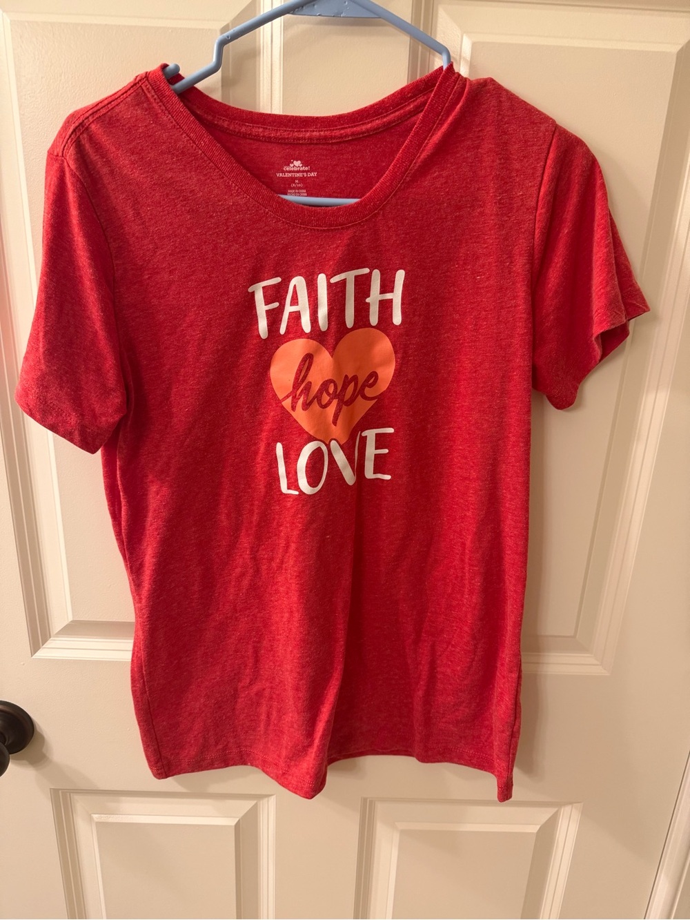 Faith Hope Love Red Short Sleeve Tee by Celebrate It—Size M